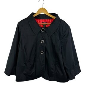 Style & Co Woman Black Stretch Bolero Jacket Size 22W Retro Rockabilly Casual